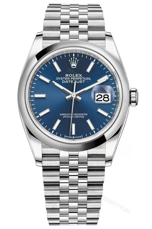 View 1 of Rolex Datejust M126200-0005 Blue Dial 1:1 Replica Jubilee 36MM 3235 Movement Super Clone Watch