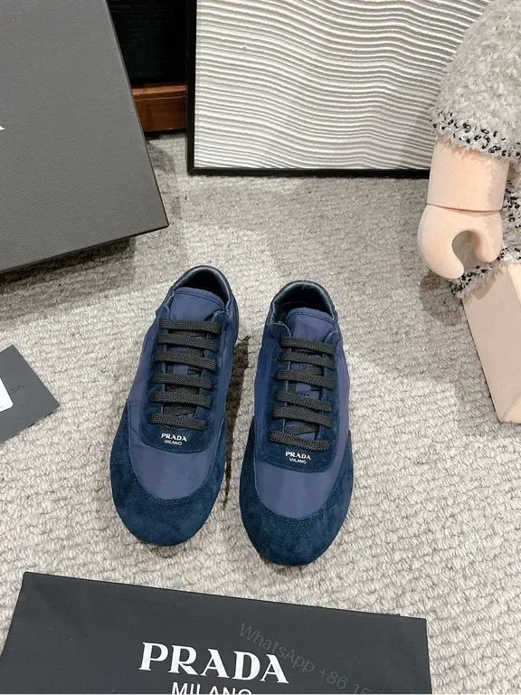 View 1 of Prada Milano Navy Suede High-Top Sneakers: Luxe Comfort