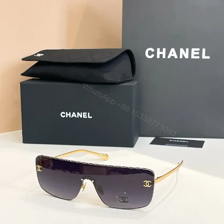 View 1 of Shield Sunglasses: Oversized, Two-Tone Frame, Gold Accent, UV Protection