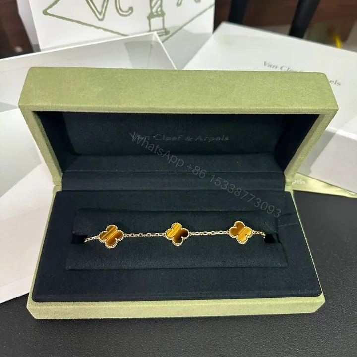View 1 of Van Cleef Arpels Vintage Alhambra Bracelet 5 Motifs Tiger Eyes
