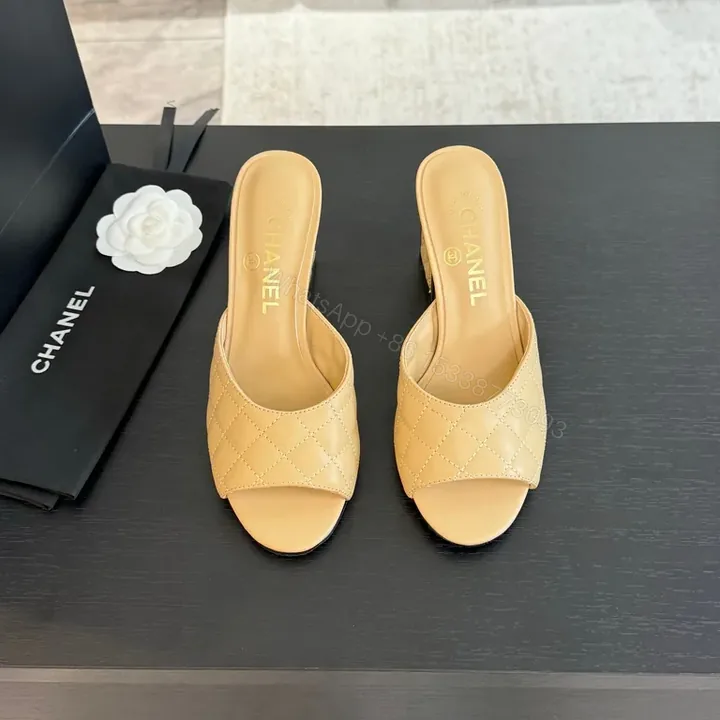 View 1 of Soft-Tone Quilted Slides: Premium Leather, Open-Toe, Comfort