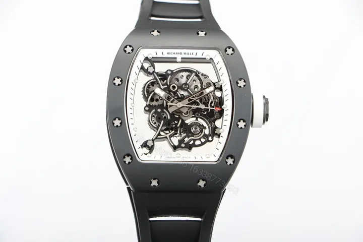 View 1 of Richard Mille RM055 White Ceramic ATZ Skeleton Mechanical Watch RM055-WC-S1-2100