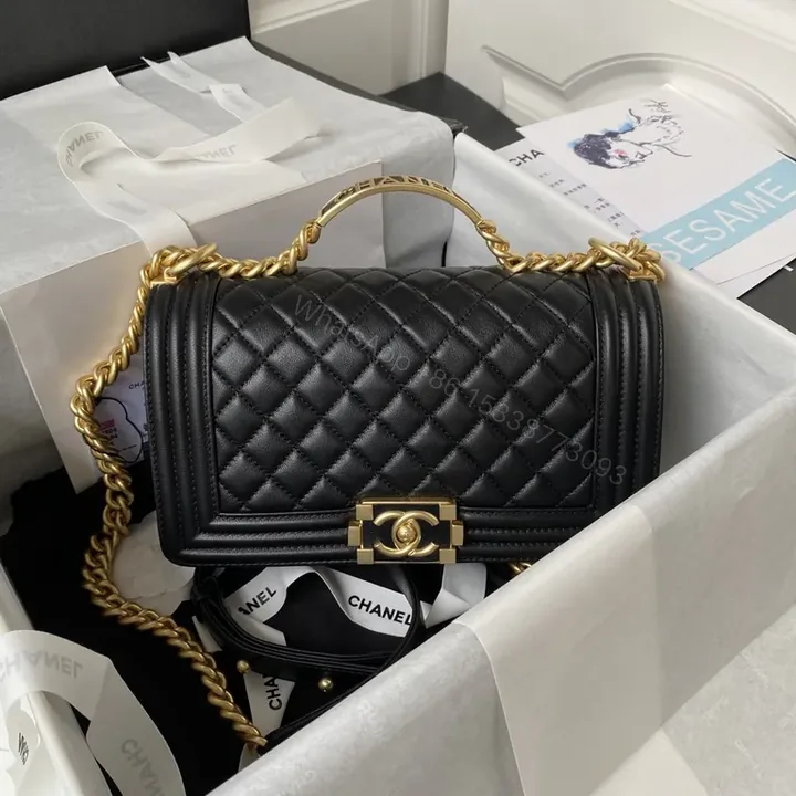 View 1 of Gold-Chain Quilted Flap Bag: Classic Chic Leather Carryall
