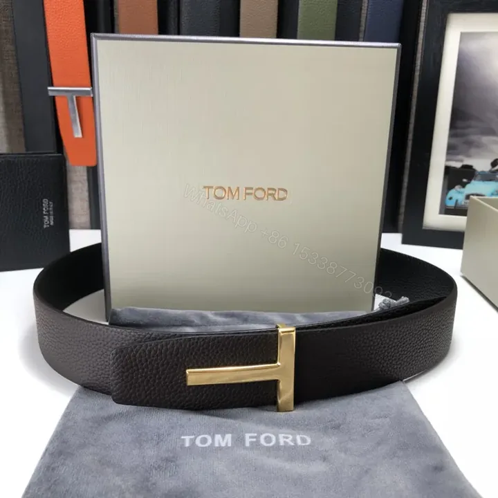 View 1 of Bold Leather Belt Gold Buckle Tom Ford Belt