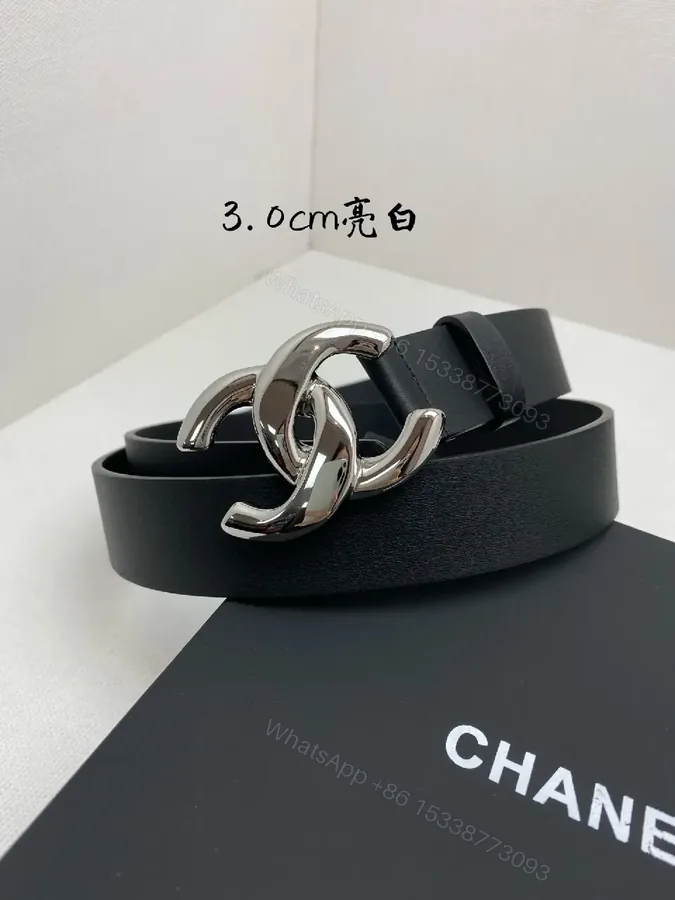 View 1 of Sleek Leather Belt with Double-C Buckle – Modern Luxury
