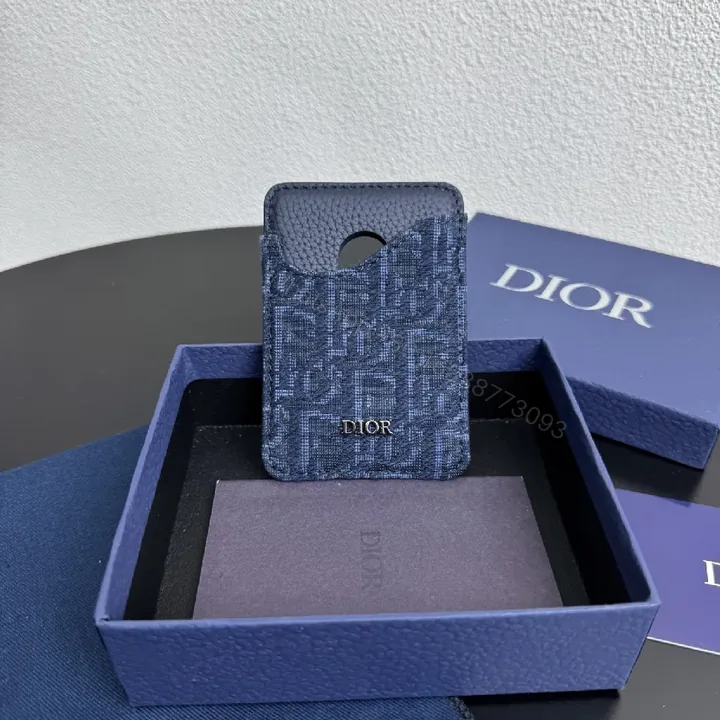 View 1 of Blue Patterned Card Case — Textured Luxe, Slim Organizer