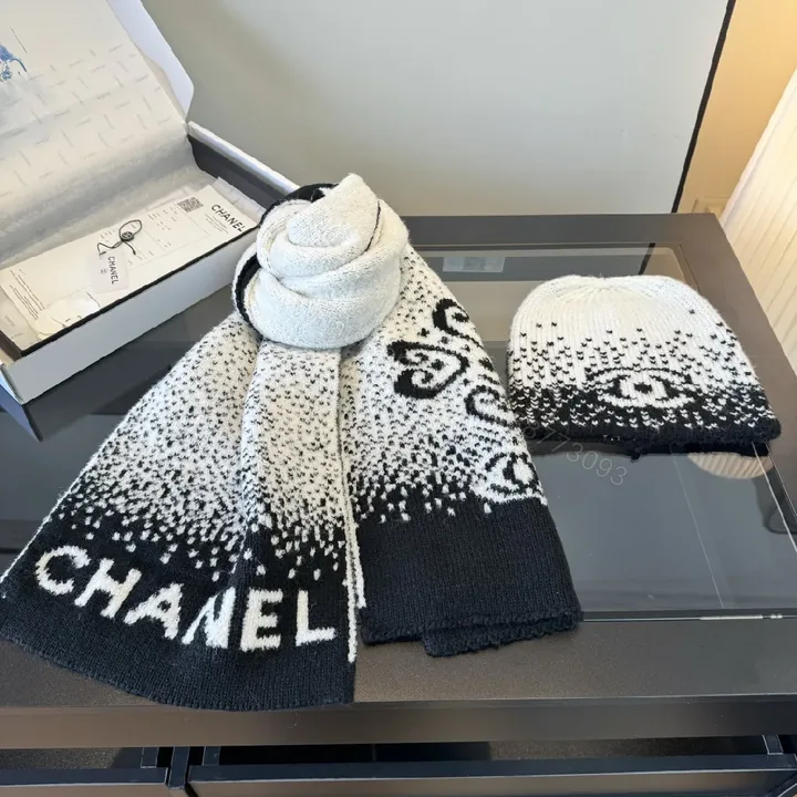 View 1 of Monochrome Luxe Knit Scarf & Beanie Set - Premium Winter