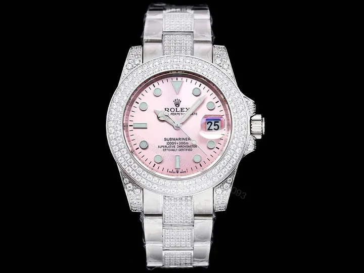 View 1 of Rolex Full Iced Diamond Dial Three-Link Bracelet Luxury Watch 42mm Ultimate Edition RG-ROLEX-FULL-ICED-DIAMOND-42