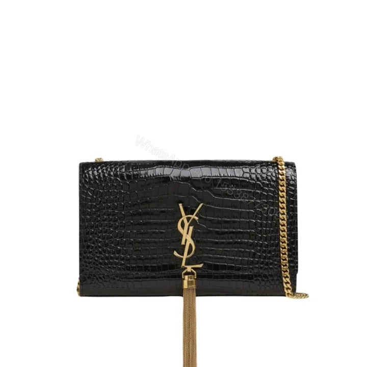 View 1 of Saint Laurent Kate Medium Chain Bag With Tassel Shiny Black 22Cm 354119AAAY14083