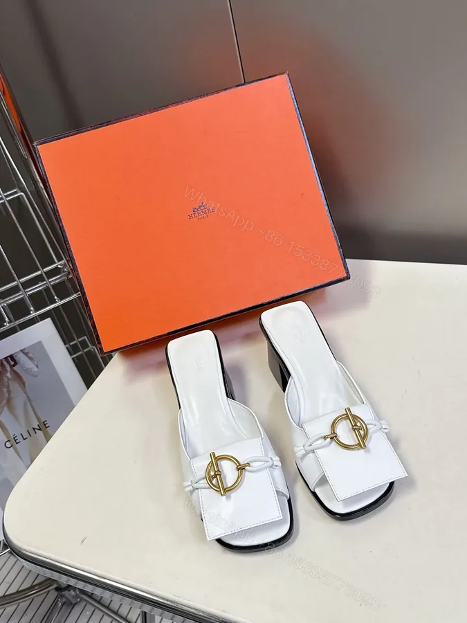 View 1 of Hermes Women White Leather Heels