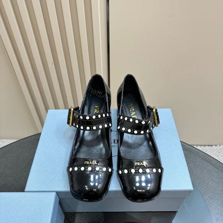 View 1 of 高仿Prada*Patent系列1I816N粗跟瑪麗珍鞋鞋漆皮3.5CM黑色免檢版