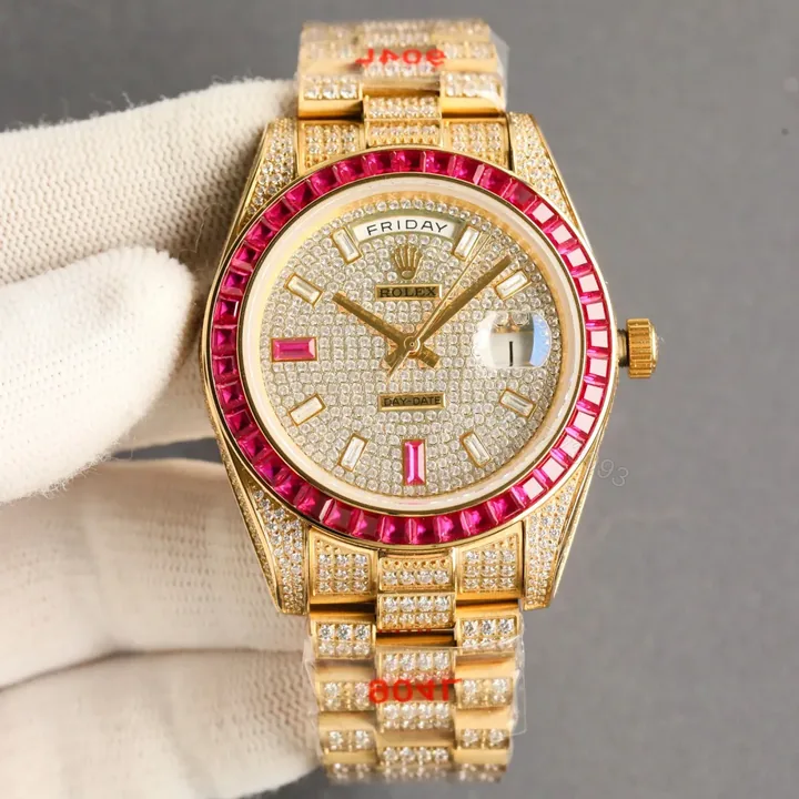 View 1 of Stunning rolex day date replica 41MM Yellow Gold Ruby Diamond Edition RG-DD-41MM-YG-RUBY-DIAMOND
