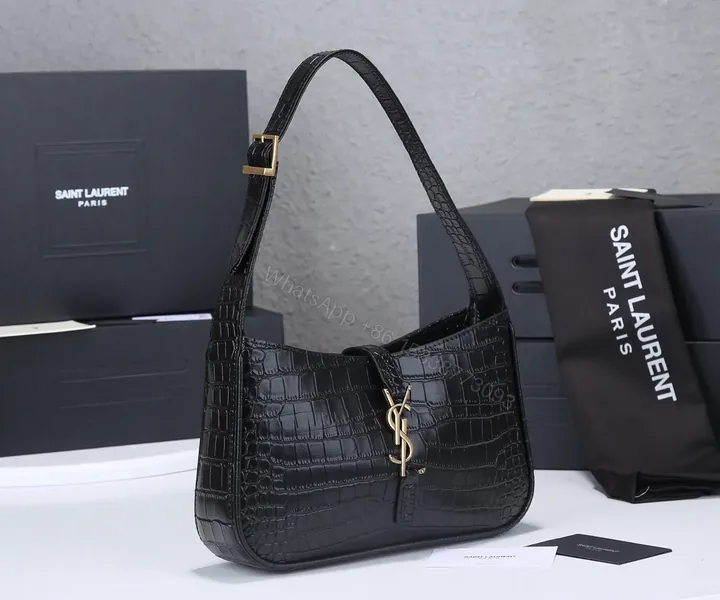View 1 of YSL Black Crocodile shoulder bag