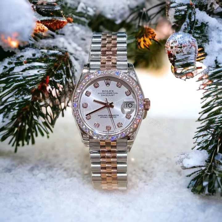 View 1 of Rolex Datejust 31mm Super Clone Watch Moissanite Diamond White Dial