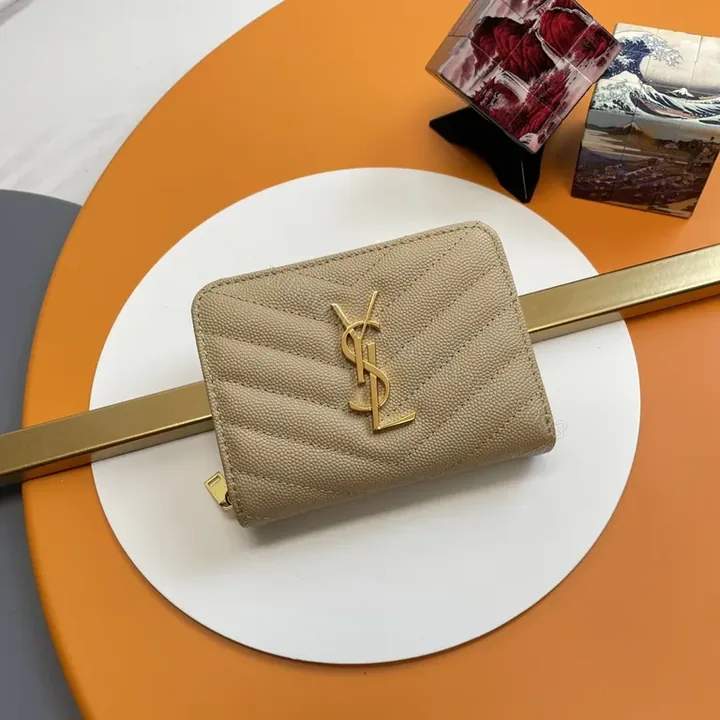 View 1 of Chic Quilted Wallet on a Chain with Gold Hardware