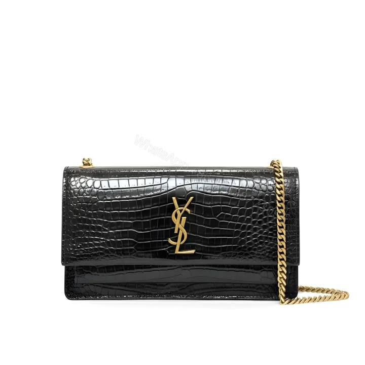 View 1 of Saint Laurent Sunset Embossed Clutch Black 22Cm