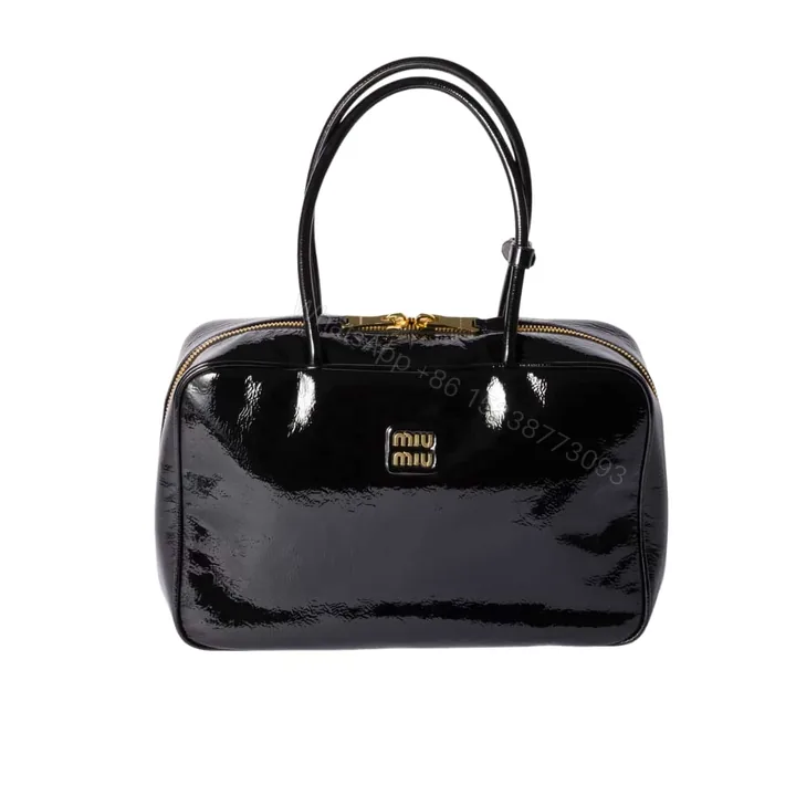 View 1 of MIUMIU BEAU NAPLAK PATENT BAG BLACK 35CM