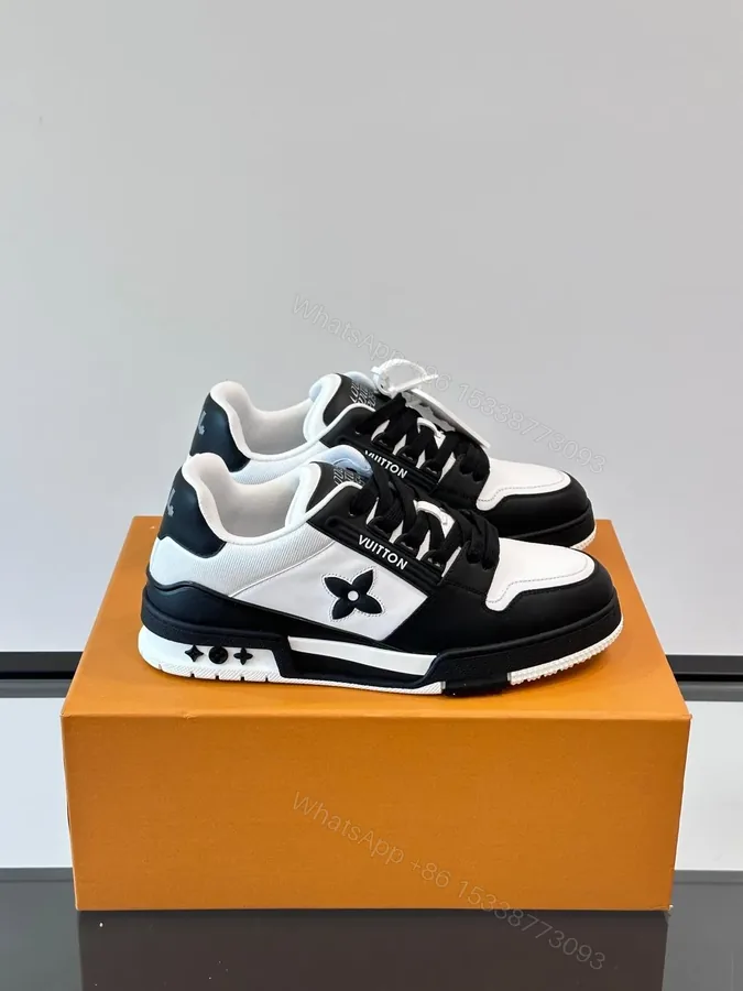 View 1 of LV Men Black White Leather Sneakers