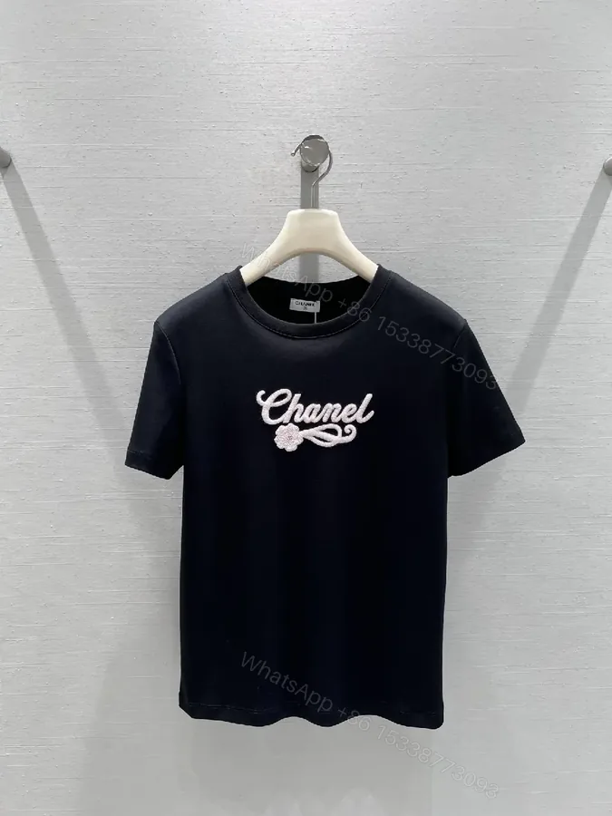 View 1 of Black Cotton Embroidered Logo T-Shirt - Subtle Luxury, Everyday Confidence