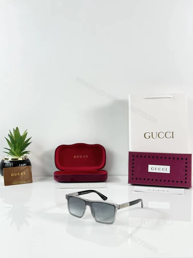 View 1 of First Copy Gucci Oversized Square Sunglasses Black Frame Gradient Grey Lens