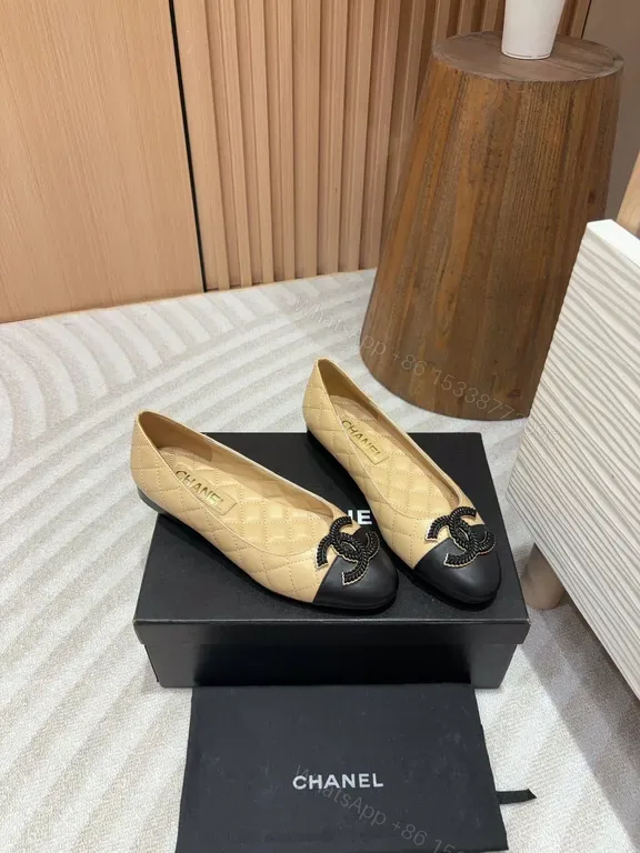 View 1 of Quilted Beige/Black Ballet Flats â€“ Luxe Hardware, Everyday