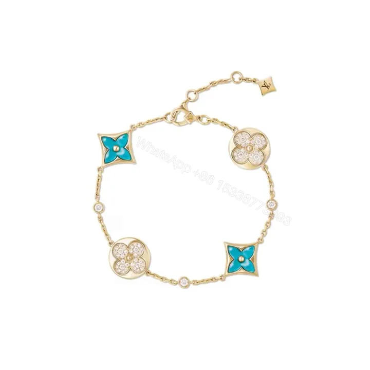 View 1 of Louis Vuitton Color Blossom BB Bracelet Gold Tone With Blue Q05979