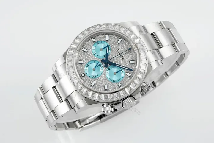 View 1 of Exquisite diamond pave daytona replica 40MM Platinum 116576TBR