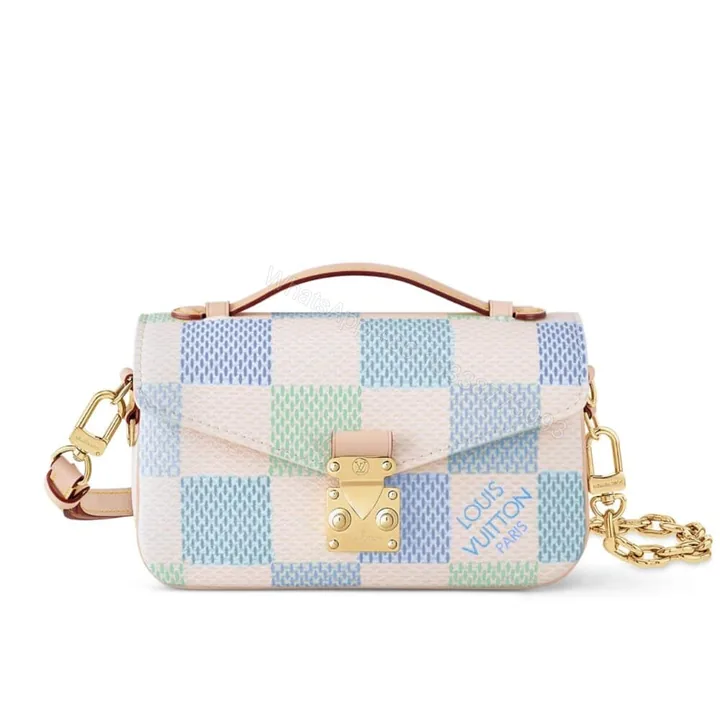 View 1 of Louis Vuitton Pochette Métis East West Damier Light Blue 21Cm N40749