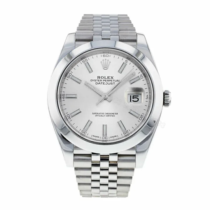 View 1 of Rolex Datejust 41 126334 Super Clone : White Rolesor Fluted Bezel Silver Dial