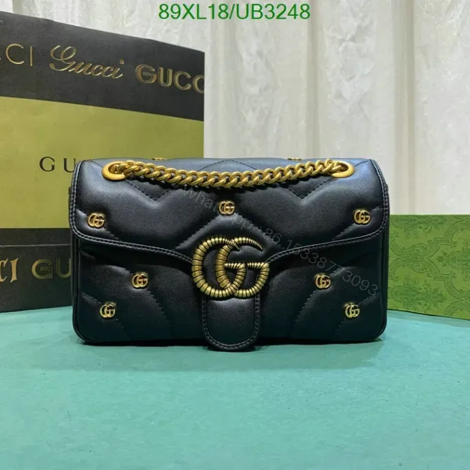 View 1 of Gucci GG Marmont Quilted Inspired Shoulder Bag UB3248 in Black