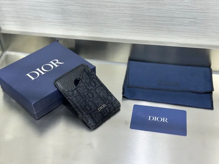 View 1 of Compact Luxe Wallet Case: Monogrammed Leather Card Holder