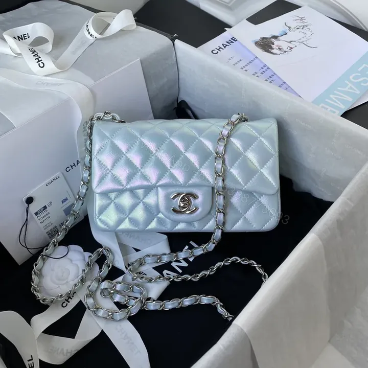 View 1 of Iridescent Quilted Chain Shoulder Bag - Modern Luxury, Everyday Versatility