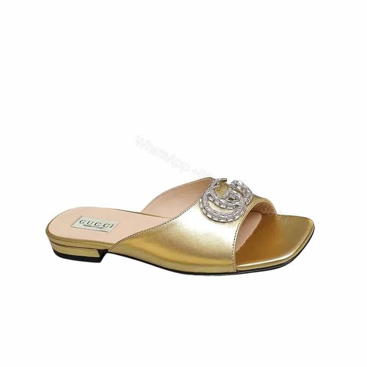 View 1 of Gucci GG Crystal Slippers Gold