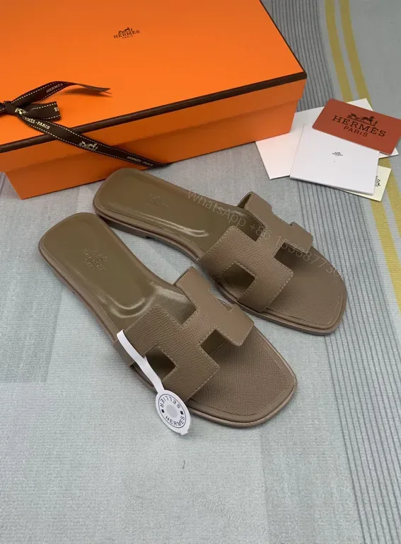 View 1 of Taupe Calfskin H-Cut Leather Sandals - Luxe Comfort