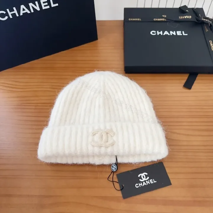 View 1 of Ivory Wool Beanie with Crest – Premium Knit, Classic Style