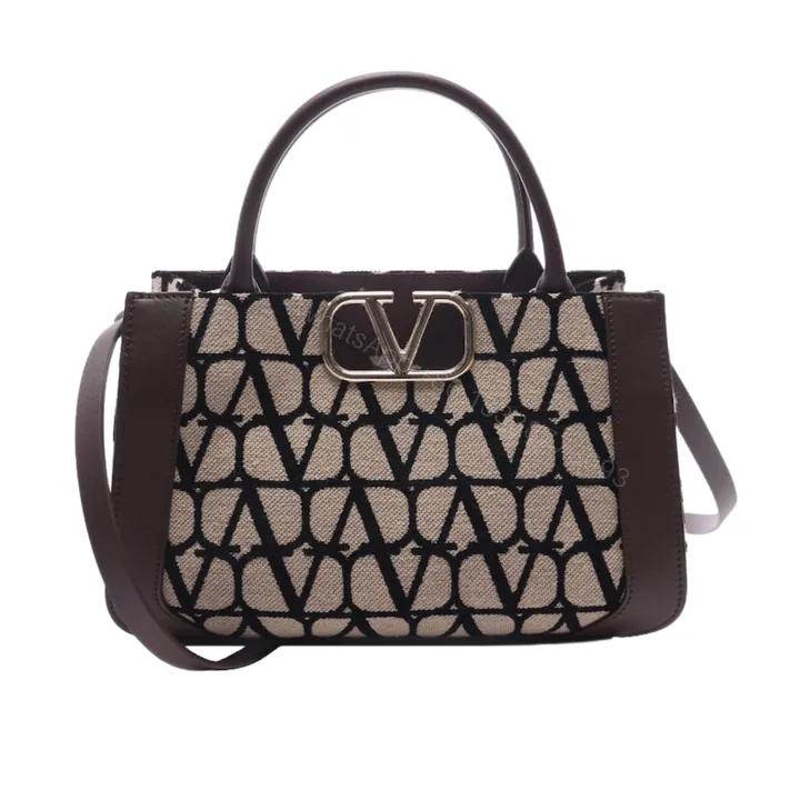View 1 of VALENTINO GARAVANI MEDIUM TOILE ICONOGRAPHE HANDBAG BLACK 25CM