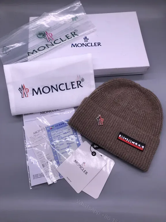 View 1 of Cocoa Moncler Knit Beanie â€“ Luxe Everyday Warmth
