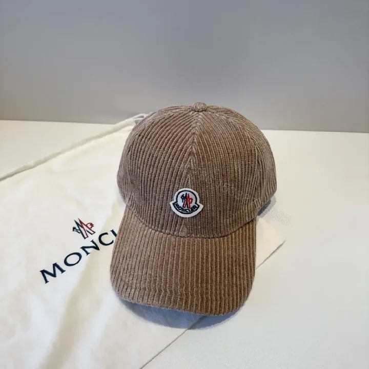 View 1 of Corduroy Taupe Cap with Subtle Moncler Detail