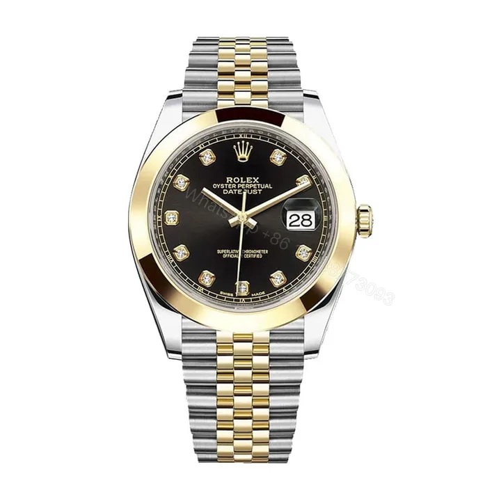 View 1 of Rolex Datejust Black Diamond Dial Steel Yellow Gold 126303BKDJ Jubilee Super Clone