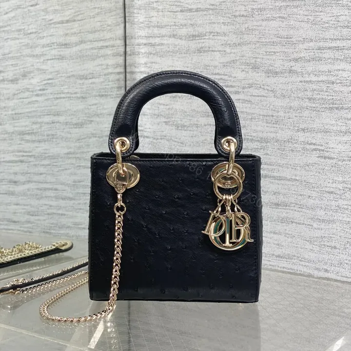 View 1 of Christian Dior Mini Lady Dior bag in Black Ostrich leather