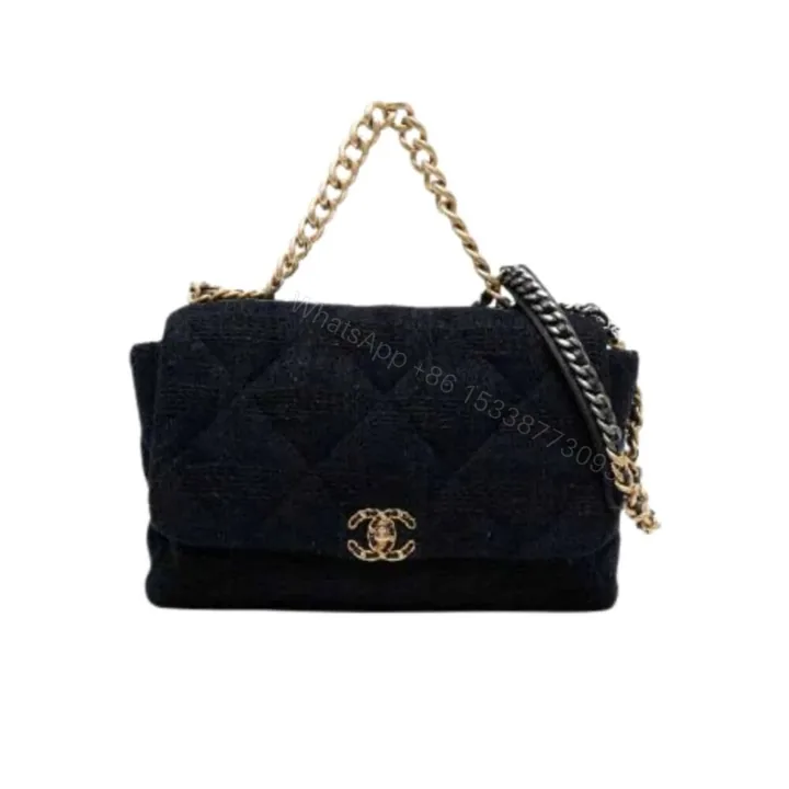View 1 of Chanel 19 Velvet Flap Bag Black 26Cm