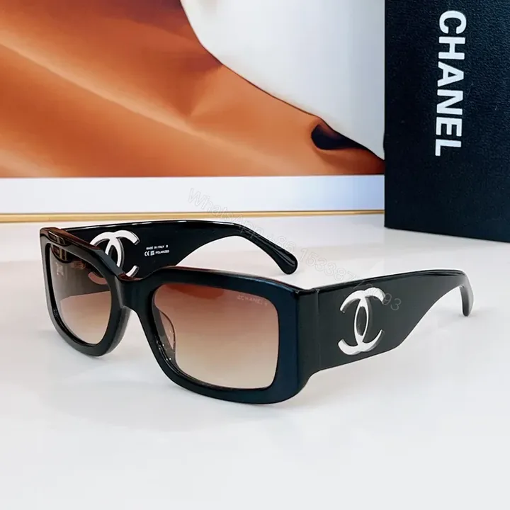 View 1 of Bold Chanel Sunglasses: Black Acetate, Wide Blocky Frames, Logoed Edge