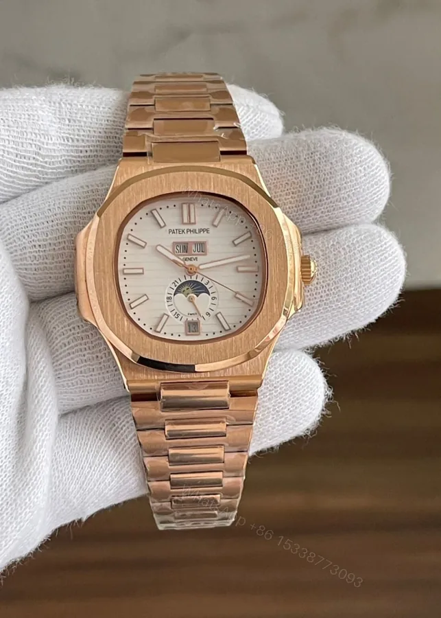 View 1 of Patek Philippe Nautilus Moonphase White Sun 40mm Automatic