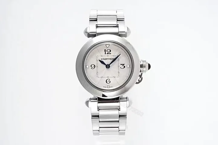 View 1 of GS Factory Cartier Pasha de Cartier Women’s Watch – Silver Dial, 30mm, Stainless Steel and Leather Straps, Swiss Quartz Movement (Cal.157)