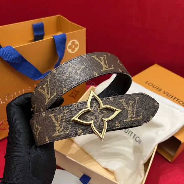 View 1 of Brown Canvas Belt, Gold Fleur-de-Lis Buckle, Monogram-Style, Statement Accessory
