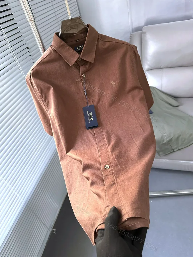 View 1 of Ralph Lauren Premium Imported Linen Shirt Brown First Copy | AAA+ Replica