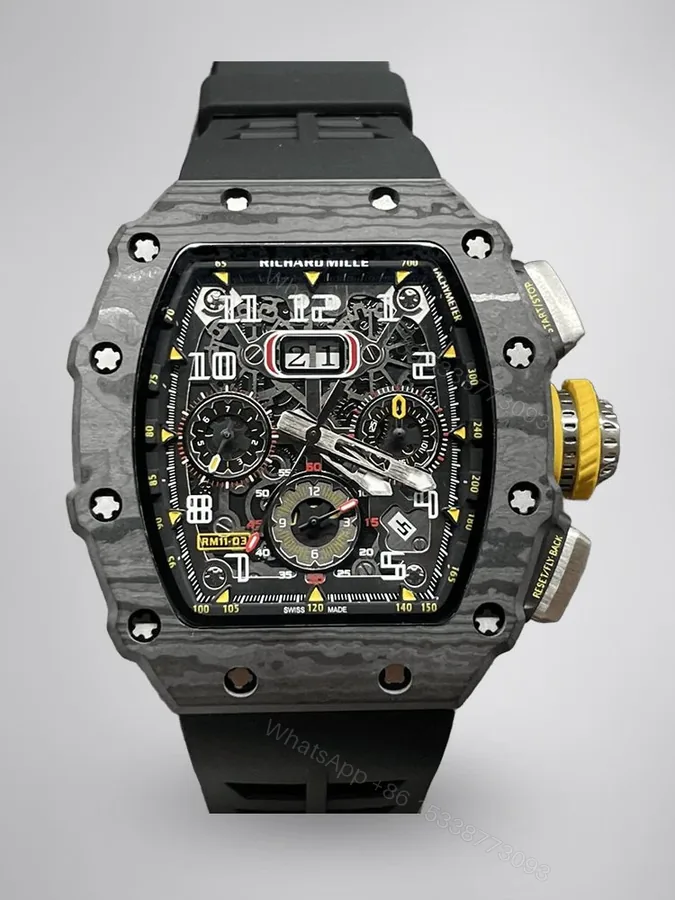 View 1 of Replica Richard Mille RM 11-03 Skeleton Dial Carbon Fiber Case Swiss Movement