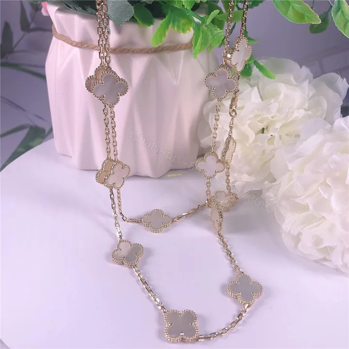 View 1 of VCA 18ct Yellow Gold Alhambra Necklace Mother-Of-Pearl 20 Motifs