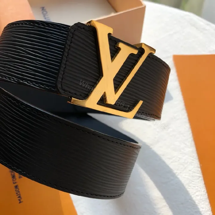 View 1 of Lux Leather Belt: Textured Black, Gold Buckle, Modern Chic