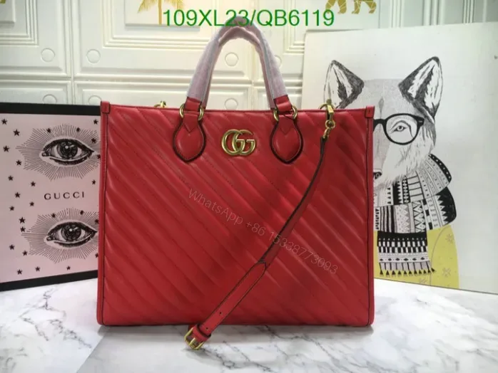 View 1 of Gucci Marmont Leather AAAA Copy Tote QB61194 – GG Design